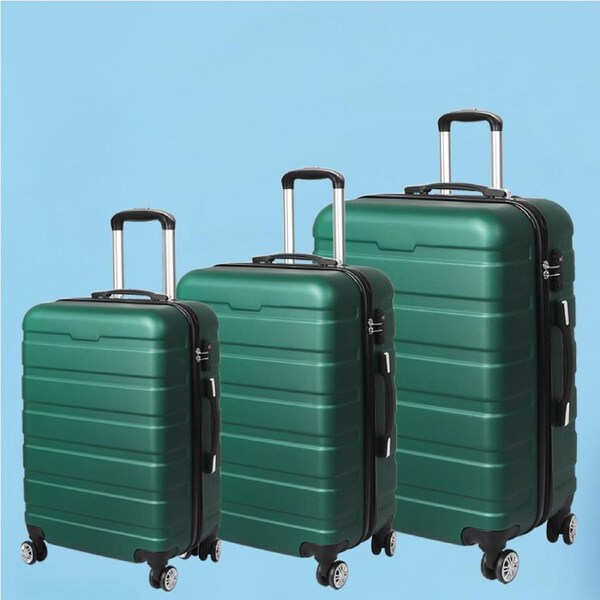 Slimbridge 3PC Luggage sets Suitcase 20" 24" 28" Set Travel TSA Hard Case Carry Green