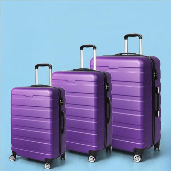 Slimbridge 3PC Luggage sets Suitcase 20" 24" 28" Set Travel TSA Hard Case Carry Purple
