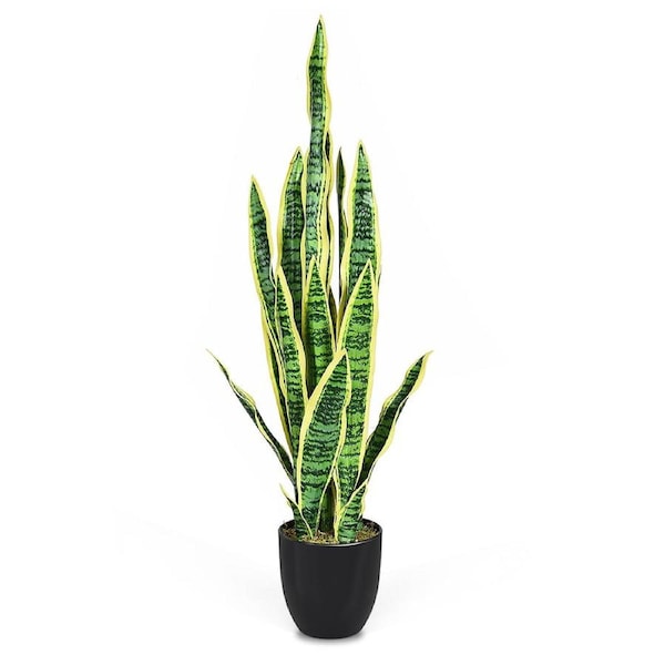 Costway 90CM Sansevieria Snake Artificial Plant w/Pot 20 Leaves