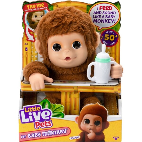 Little Live Pets My Baby Monkey Kids Interactive Sound Fun Play Plush Toy 4+