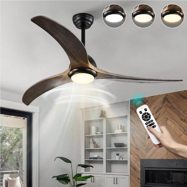 ACA 52" DC Ceiling Fan Light 6 Speeds Timer Remote Control Reversible Matt Black & Ebony Silent