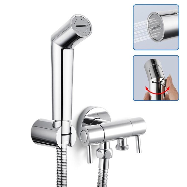 ACA Chrome Handheld Toilet Bidet Sprayer Shower Head Dual Control Cistern Cock