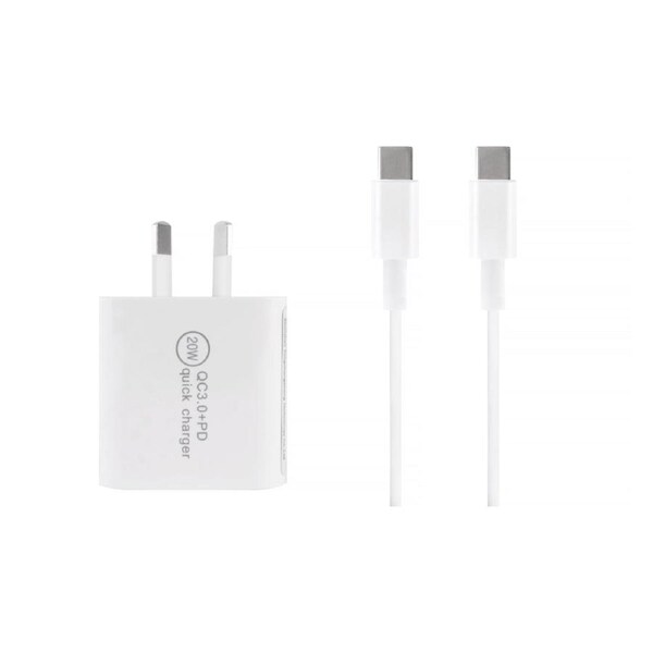 20W USB C & USB A Fast Charging Wall Charger + 1M USB C to USB C Cable