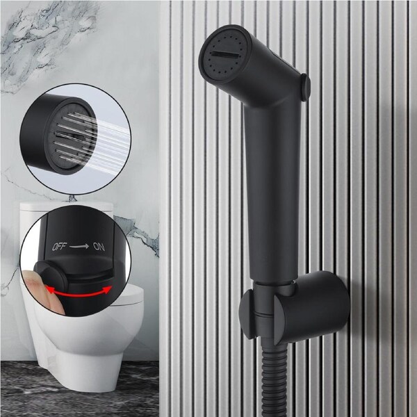 Bath Black Plastic Toilet Bidet Spray Kit Shower Hand Held 1.2m Water Hose