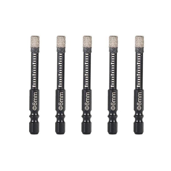 5Pcs Dry Diamond Core Drill Bit 6mm HoleSaw Cut Marble Tile Porcelain Granite