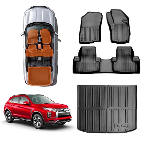 3D Floor Mats Boot Liner Carpet for Mitsubishi ASX 2010-2025 All-Weather Heavy Duty Cargo Trunk Mat Luggage Tray