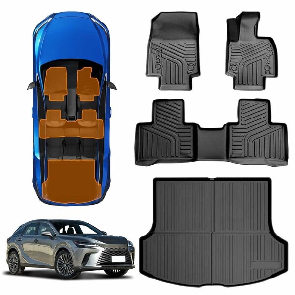 3D All-Weather Floor Mats Boot Liner Carpet for Lexus RX350 RX350h RX500h RX450h+ 2022-Onwards Heavy Duty Customized Car Floor Liners Full Set Carpet