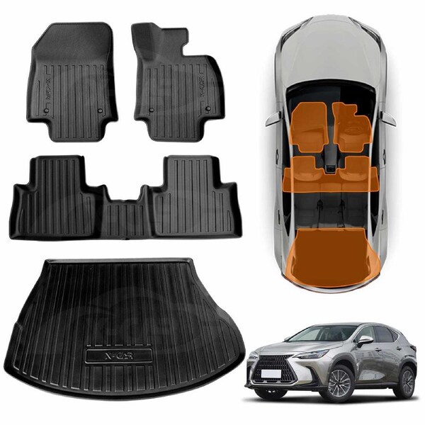 3D Floor Mats Boot Liner for Lexus NX250 NX350 NX350h NX450h 2022-Onwards All Weather Heavy Duty Cargo Car Trunk Luggage Tray