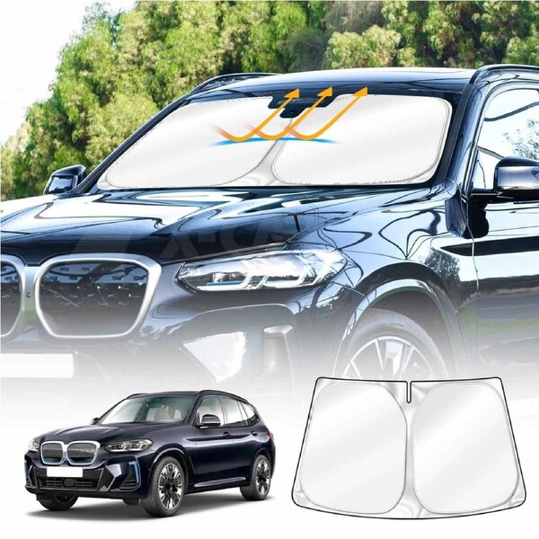 WindScreen Sun Shade for BMW iX3 2023-2025 Blocks UV Rays Sun Visor Protector Foldable Sunshade