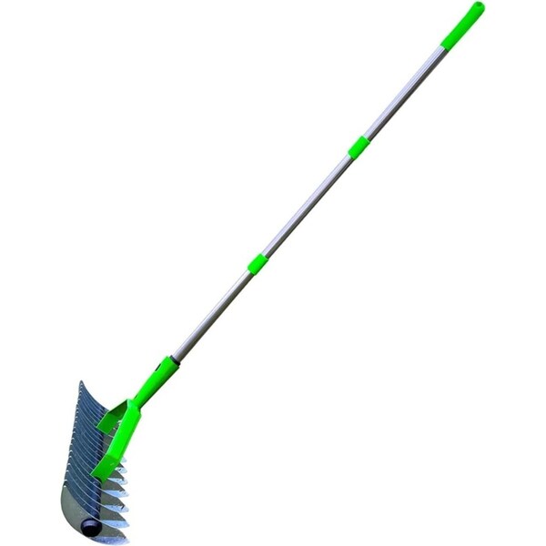 15-Inch Curved Teeth Thatch Rake Lawn Dethatcher Rake For Cleaning Dead Grass