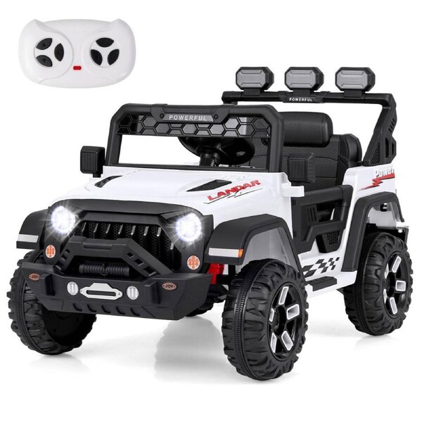 Costway 12V Ride On Car Jeep Electric Toy Dual Motor w/Remote Control & Light White