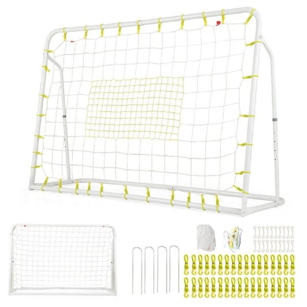Costway 2-in-1 Soccer Rebounder, 1.9m x 1.2m Adjustable Soccer Goal Set White