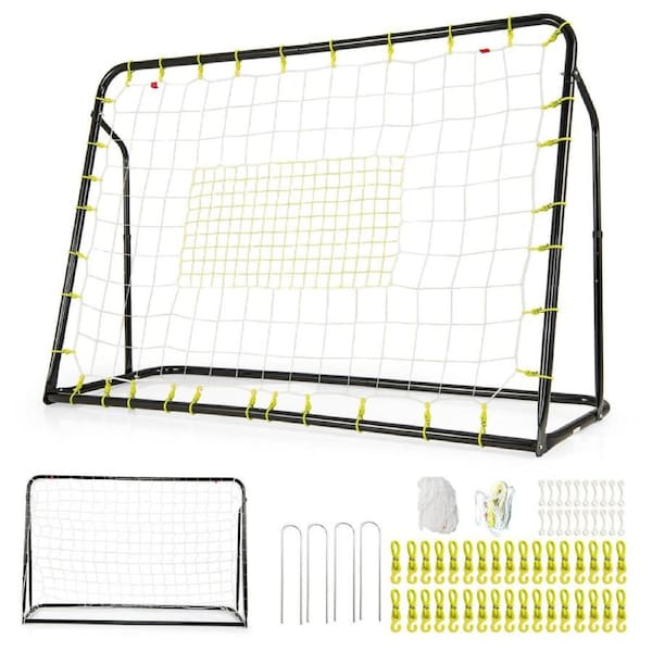 Costway 2-in-1 Soccer Rebounder, 1.9m x 1.2m Adjustable Soccer Goal Set Black