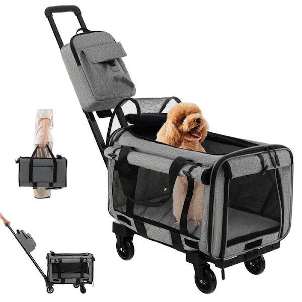 Costway Pet Stroller Rolling Cat Dog Travel Carrier Bag Pushchair Carry Strap Litter Bag