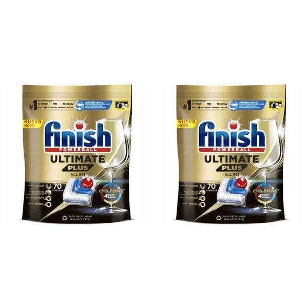 Finish 140 x Powerball Ultimate Plus Dishwashing Cleaning Tablets (2 x 70 Pack)