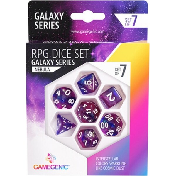 7pc Gamegenic Galaxy Series Nebula RPG Role Playing Game Dice Set Accessory