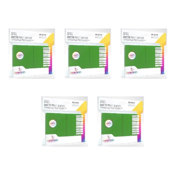 5x 100pc Gamegenic Matte Prime Trading Card Sleeves Green TCG/CCG Accessory