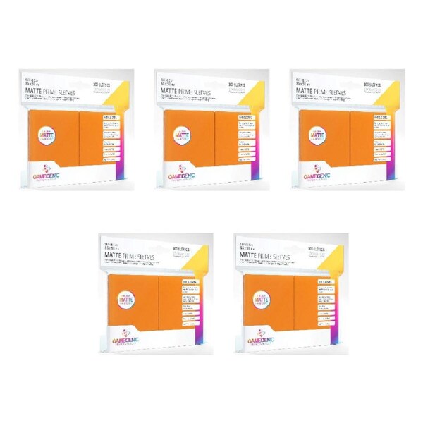 5x 100pc Gamegenic Matte Prime Trading Card Sleeves Orange TCG/CCG Accessory