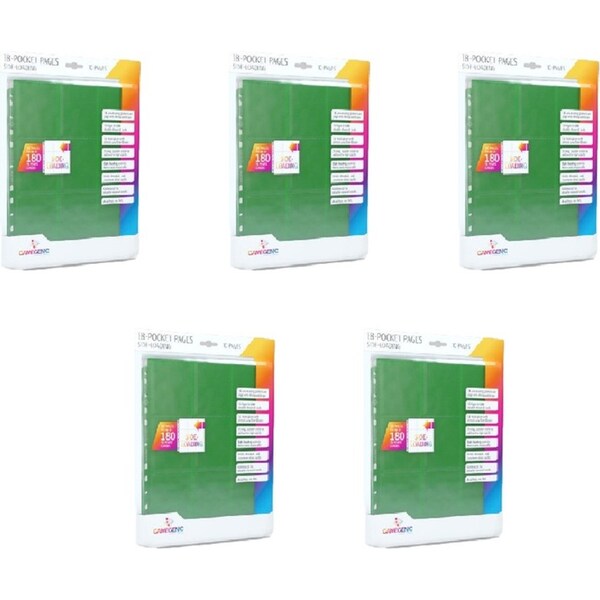 5x 10pc Gamegenic Sideloading 18 Pocket Pages Pack Green TCG/CCG Accessory