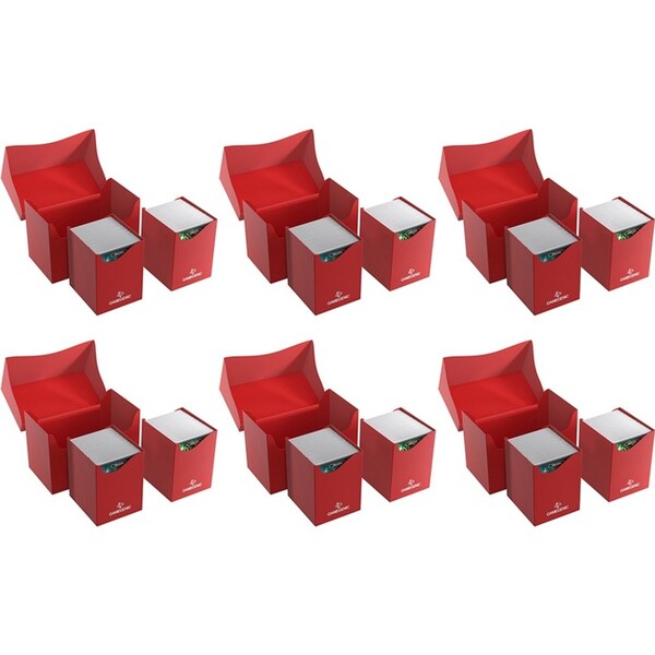 6x Gamegenic Double Deck Holder 200+ XL Red TCG/CCG Gaming Accessory Storage