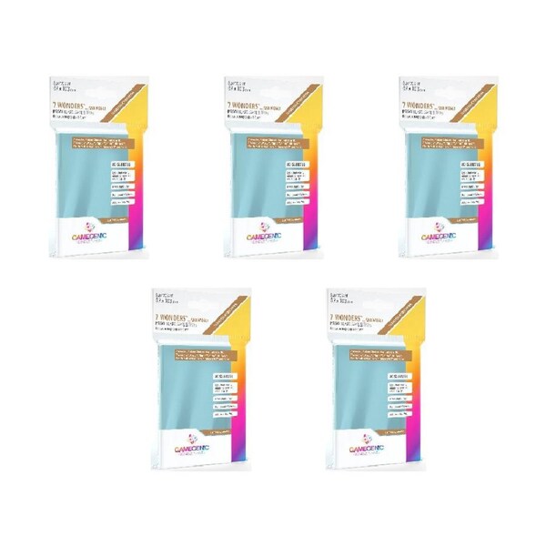 5x 80pc Gamegenic Board Sleeves Size BROWN 7 Wonders/Abyss 67x103mm Accessory