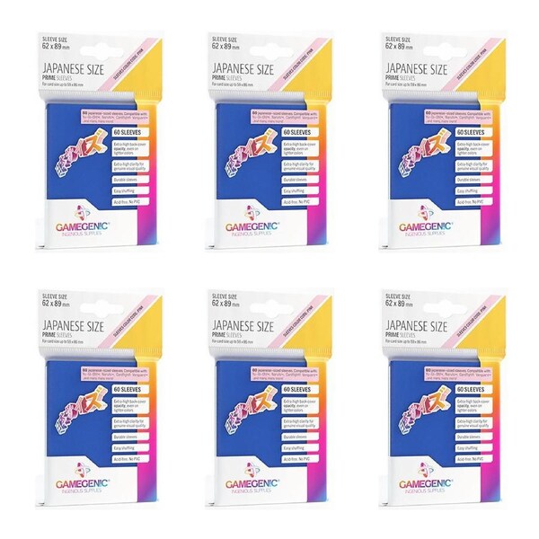 6x 60pc Gamegenic Japanese Sized Sleeves Size PINK Blue 62mm x 89mm Accessory