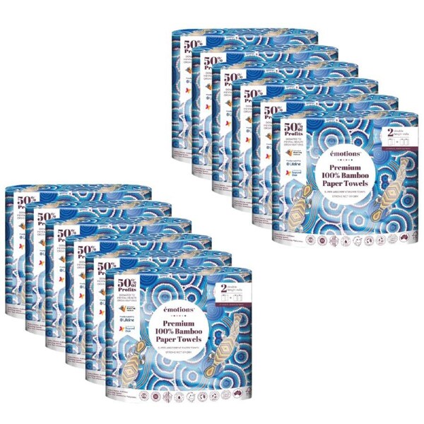 12x 2pc Emotions First Nation Bamboo Absorbent Bathroom/Kitchen Paper Towels