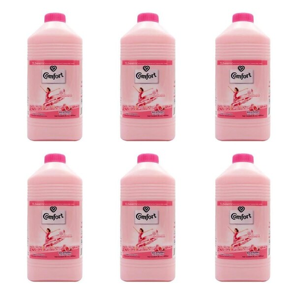 6x Comfort Fabric Conditioner Kiss of Flowers Rose Fresh Gentle Formula Soft 2L