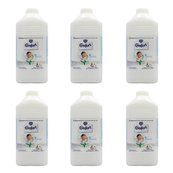 6x Comfort Fabric Conditioner Pure Natural Gentle Mild Hypoallergenic Care 2L