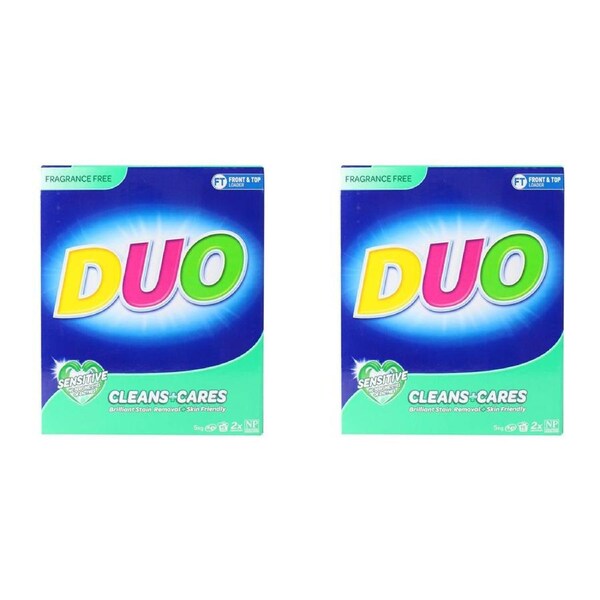 2x Duo Fragrance-Free Laundry Powder Sensitive Skin Hypoallergenic Formula 5kg