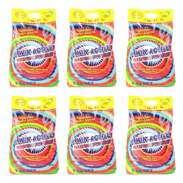 6x Kwik Active Washing Powder Stain Removal Deep Clean Formula Fresh Scent 1kg