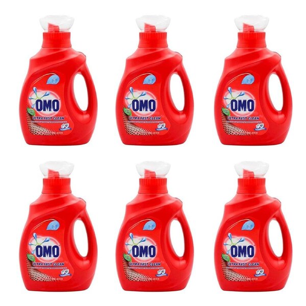 6x Omo Laundry Liquid Detergent Ultra Fast Clean Effective Stain Removal 968ml