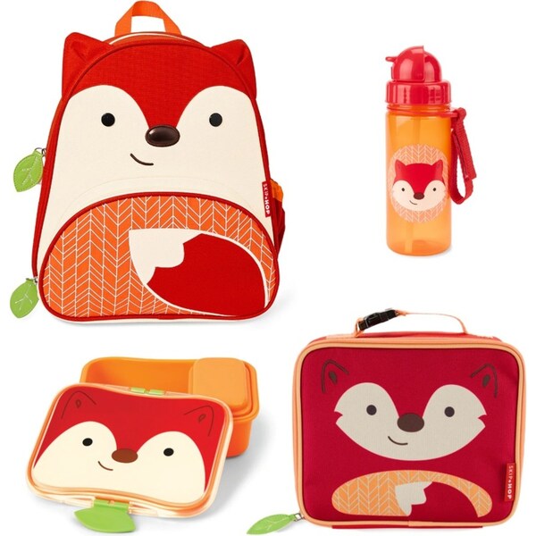 Skip Hop Zoo Backpack + Lunch Bag + Lunch Box + Drink Bottle 4pc Set - Fox