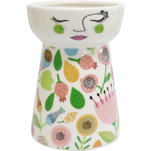 LVD Ceramic Doll Vase Home/Office Tabletop Decorative Display 16cm Summertime