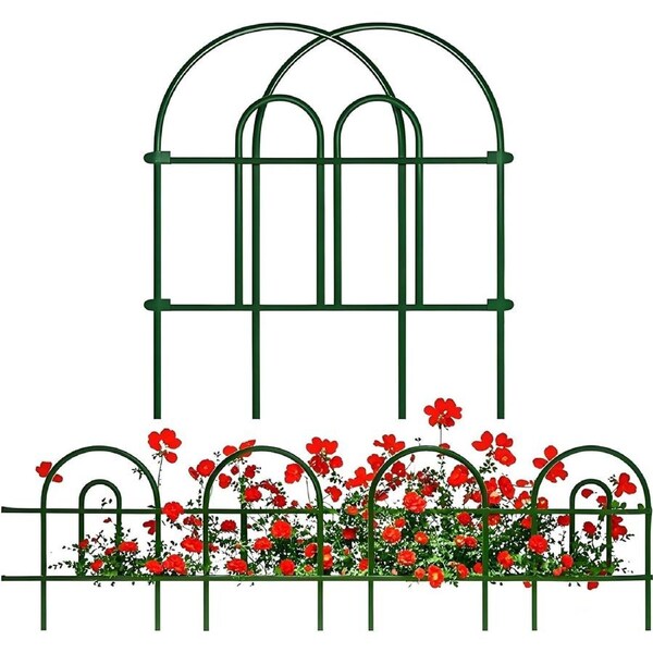 SpringUp 25 Panels Garden Decorative Fence Border Animal Barrier Fence Border Metal Wire Fencing Rustproof Landscape Patio Flower Bed Edge Section