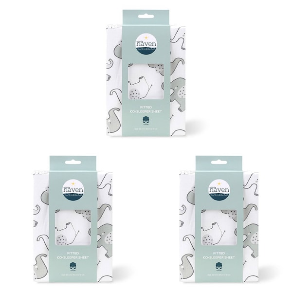 3x Little Haven Co-Sleeper Elephant Style Cozy/Comfort Baby Bedding Sheet 90cm