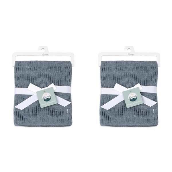 2x Little Haven Cellular Blue Cozy & Comfort Gentle Style Baby Blanket 90cm