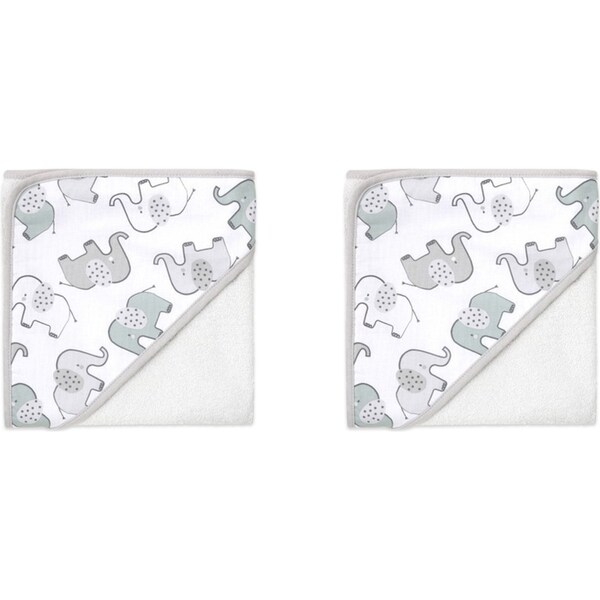 2x Little Haven Cotton Hooded Elephant Soft & Gentle Cozy Baby Bath Towel 76cm