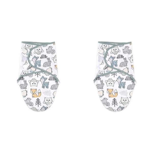 2x Little Haven Cotton Hooded Swaddle Woodland Cozy Soft Baby Wrap Blanket 0M+