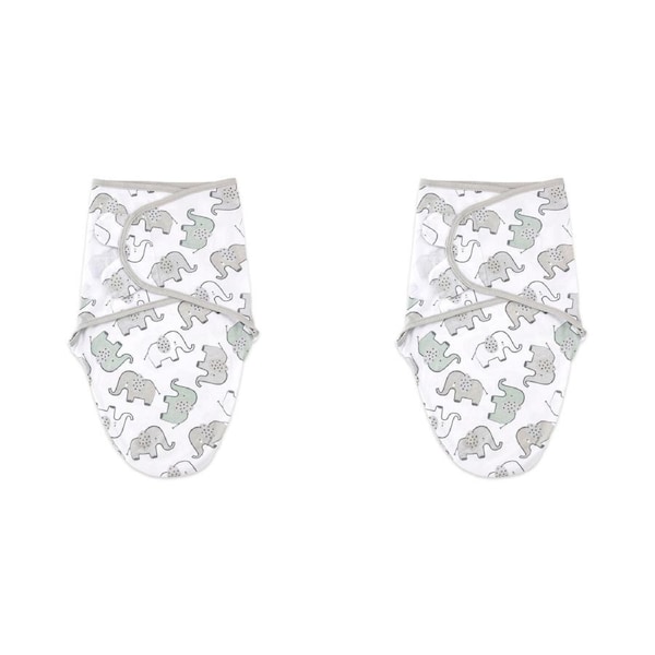 2x Little Haven Swaddle Elephant Soft/Comfortable Gentle Baby Wrap Blanket 0M+