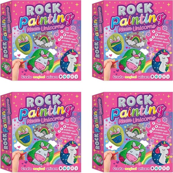 4x Bookoli Crafting Fun Neon Unicorn Rock Painting Kids Educational Book 4Y+