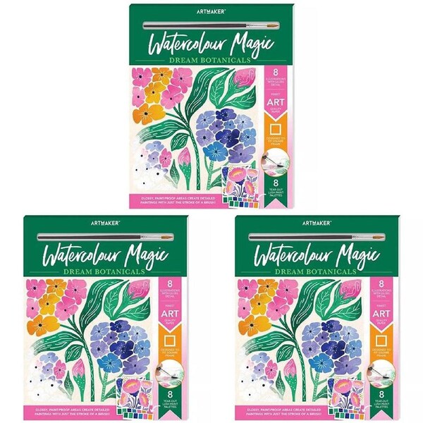 3x Art Maker Watercolour Magic Dream Botanicals Creative Crafting Art Kit