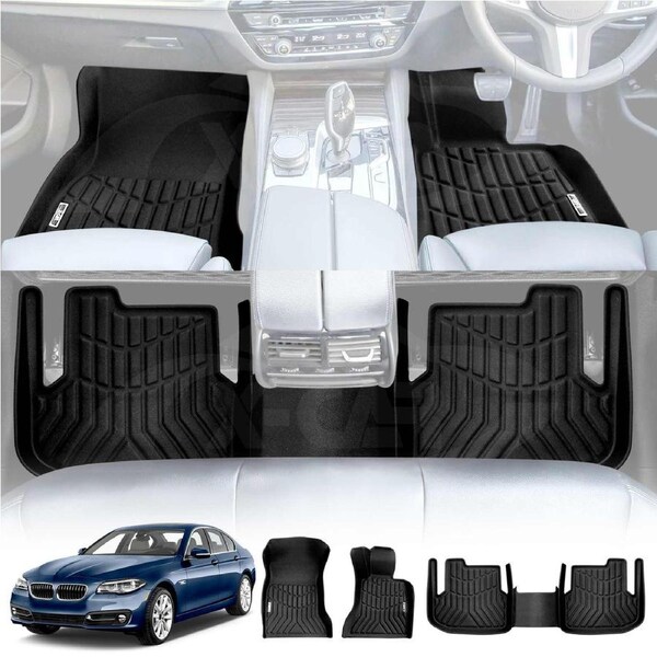 3D Floor Mats for BMW 5 Series F10 Sedan 2010-2016 Heavy Duty All Weather Car Mats Carpet Liner Set