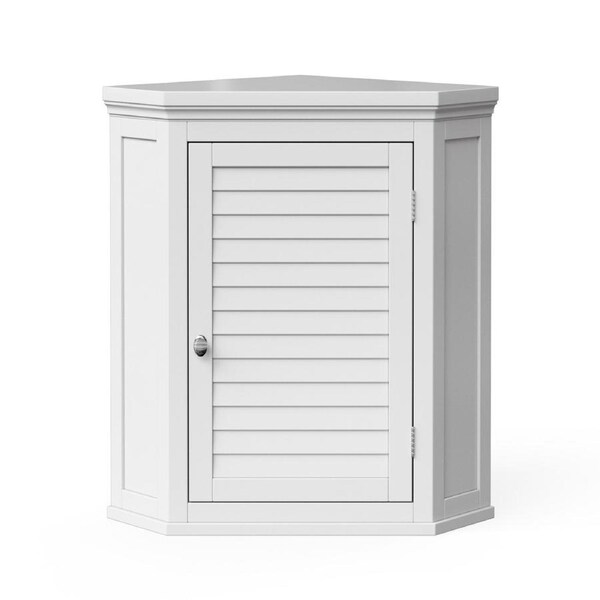 Teamson Home Glancy Corner Wall Mounted Bathroom Cabinet with Adjustable Shelf, White