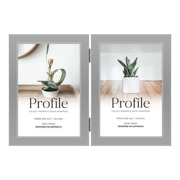 Profile - Eternal 4x6" Vertical Double Photo Frame - Silver