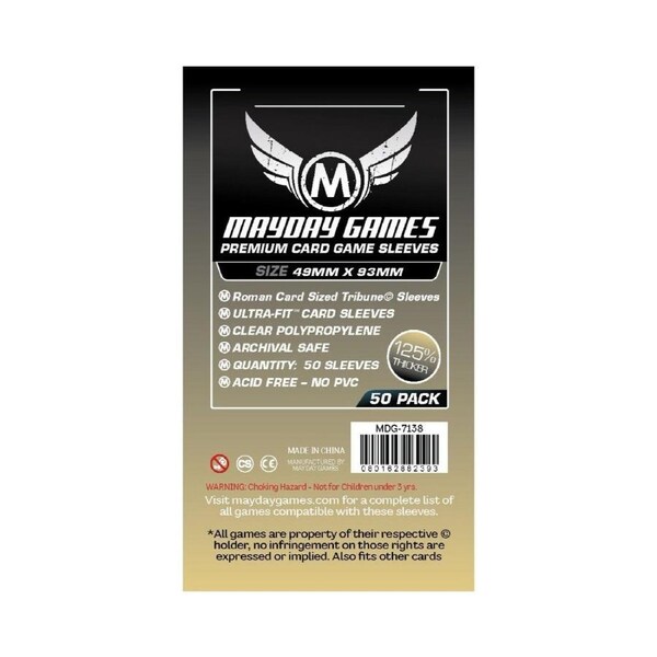 50pc Mayday 49x93mm Premium Roman Card Sized Tribune Sleeves Case Protector