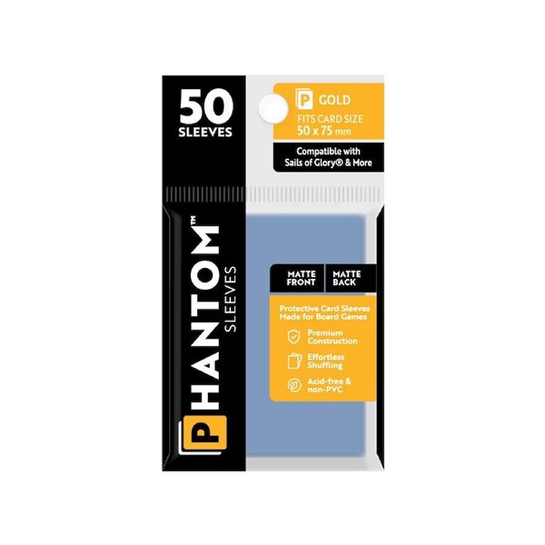50pc Phantom Sleeves 50x75mm Game Card Case/Guard Protector Gold Matte/Matte