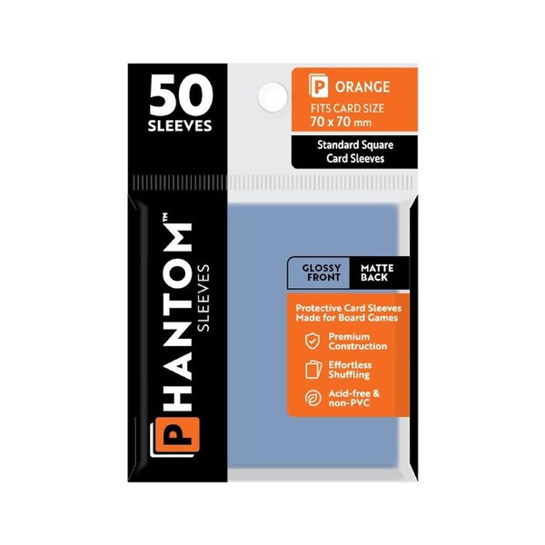 50pc Phantom Sleeves 70x70mm Game Card Case/Guard Protector Orange Gloss/Matte