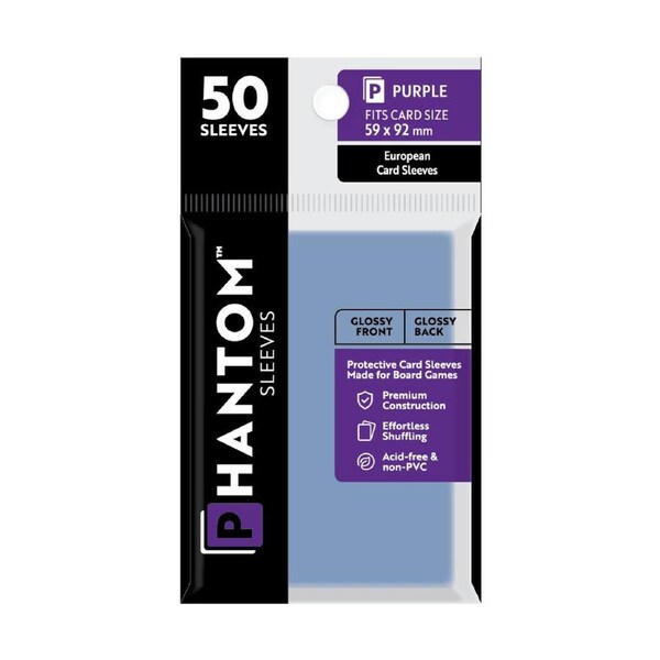 50pc Phantom Sleeves 59x92mm Game Card Case/Guard Protector Purple Gloss/Gloss