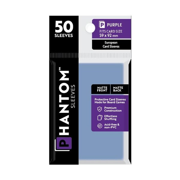 50pc Phantom Sleeves 59x92mm Game Card Case/Guard Protector Purple Matte/Matte